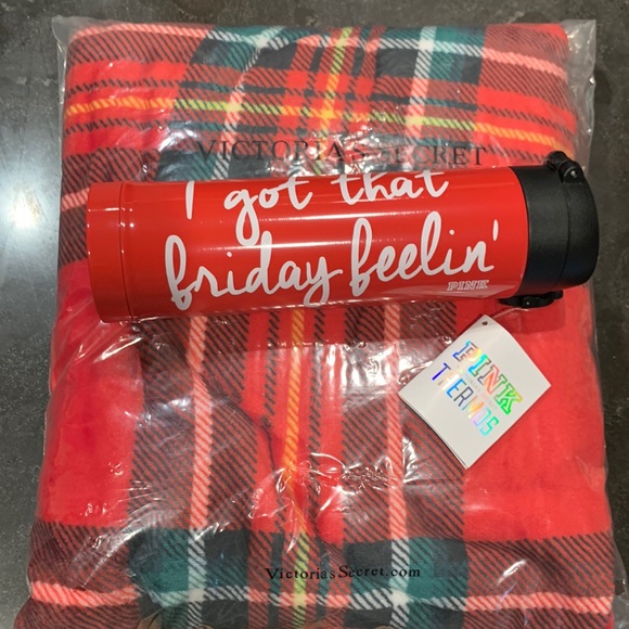 112296497G9R_OM_F.jpg Victoria Secret Winter Coffee Thermos & Blanket Bundle